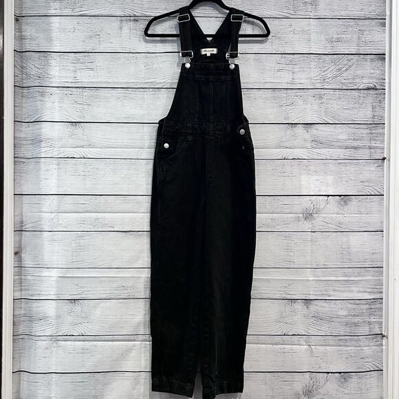 Madewell Straight Leg Overalls Luna Wash Black Denim Size XS Cotton Casual - Picture 2 of 10